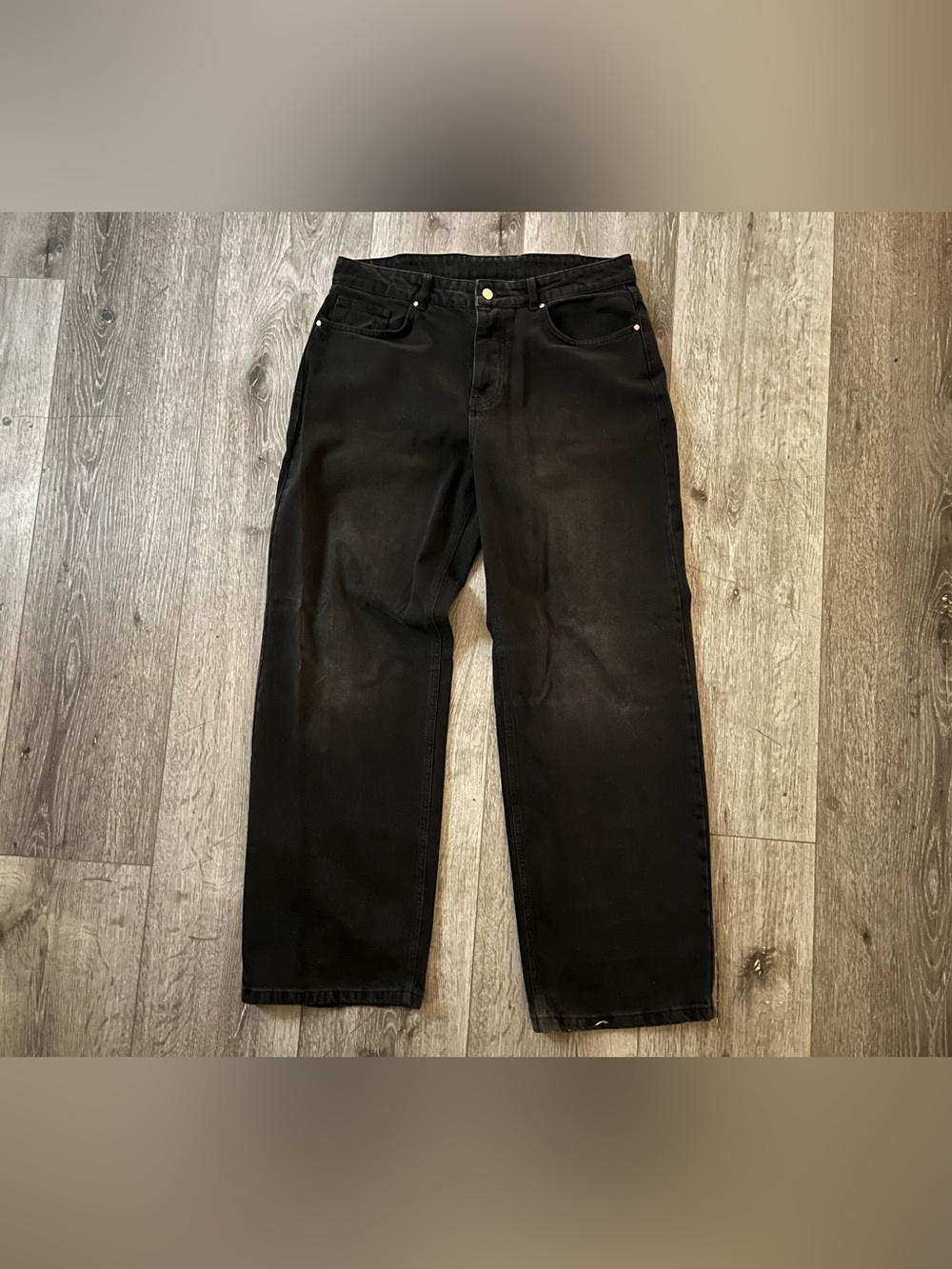 Cernucci Black Embroidered Baggy Jeans